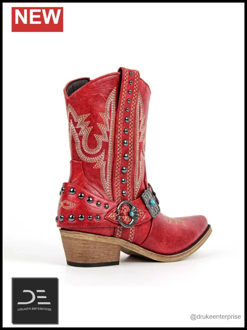 Women's Cowgirl Western Ankle Boots Embroidered Pointed Toe Block Heel Faux